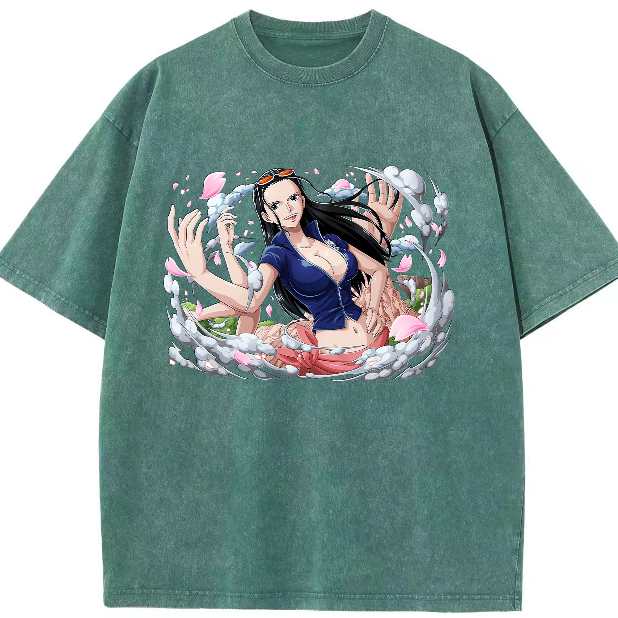 ワンピース ニコ・ロビン ONE PIECE Nico Robin 綿100% ヴィンテージ風 半袖Tシャツ（フロントプリント）